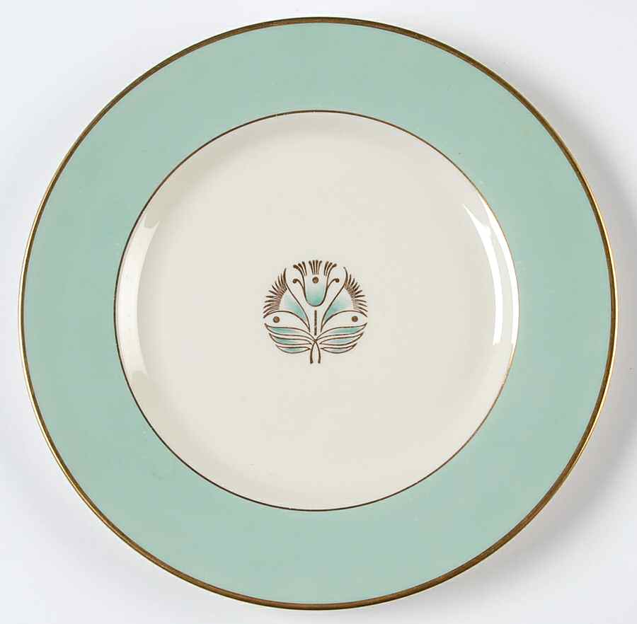 Malvern (Green&Gold Flower) Salad Plate by Pickard-1