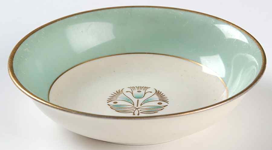 Malvern (Green&Gold Flower) Fruit/Dessert (Sauce) Bowl by Pickard-1