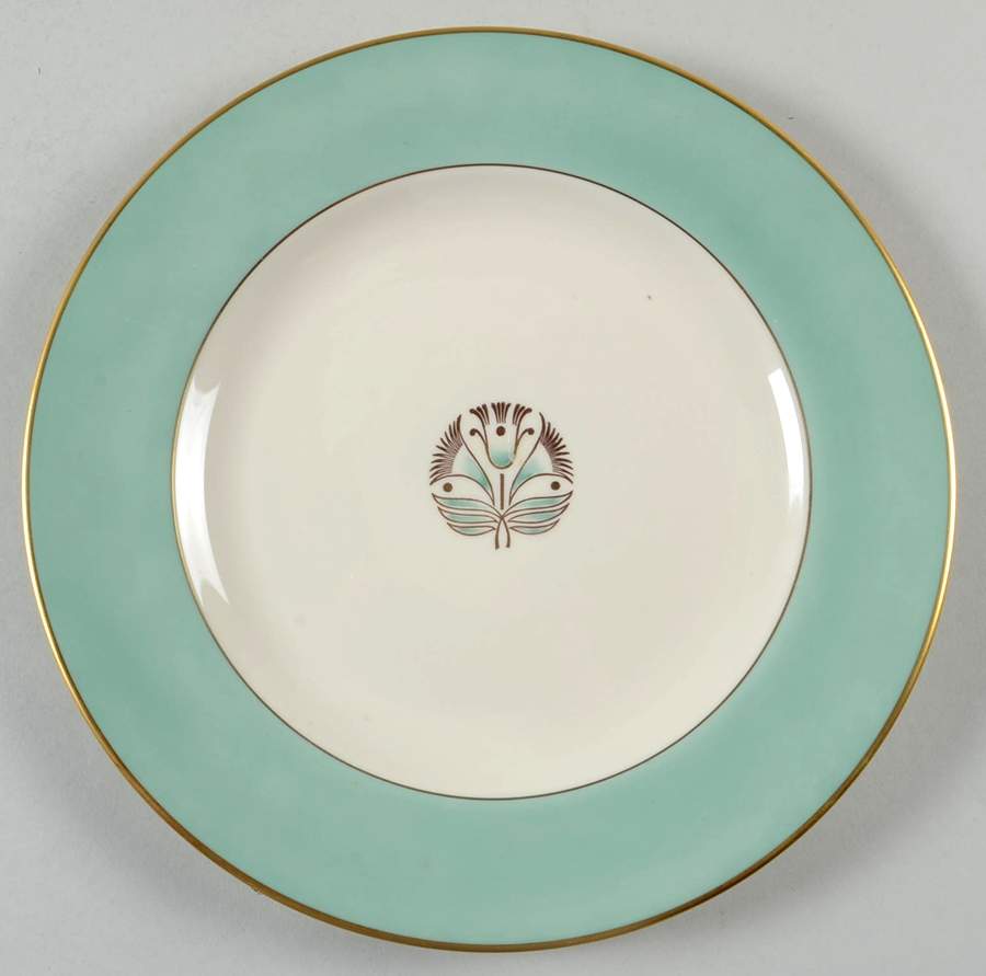Malvern (Green&Gold Flower) Luncheon Plate by Pickard-1