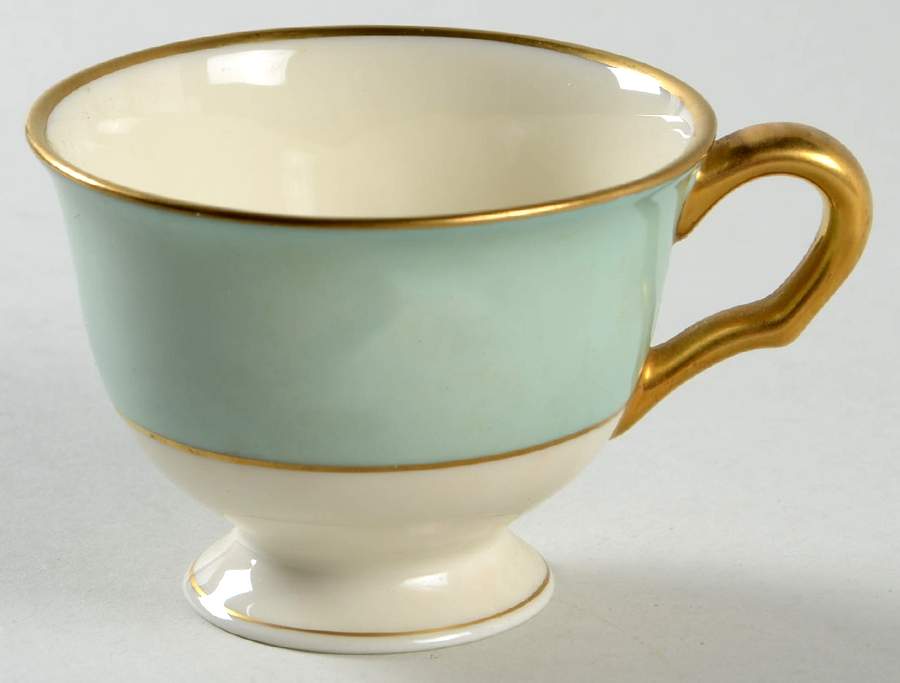 Malvern (Green&Gold Flower) Footed Demitasse Cup by Pickard-1