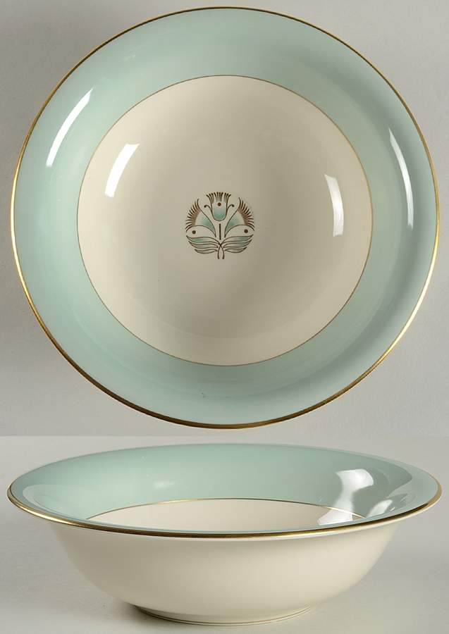 Malvern (Green&Gold Flower) 9" Round Vegetable Bowl by Pickard-1