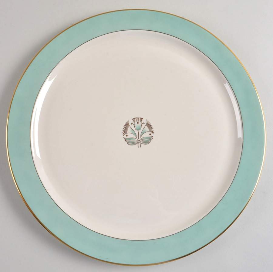 Malvern (Green&Gold Flower) 13" Chop Plate (Round Platter) by Pickard-1