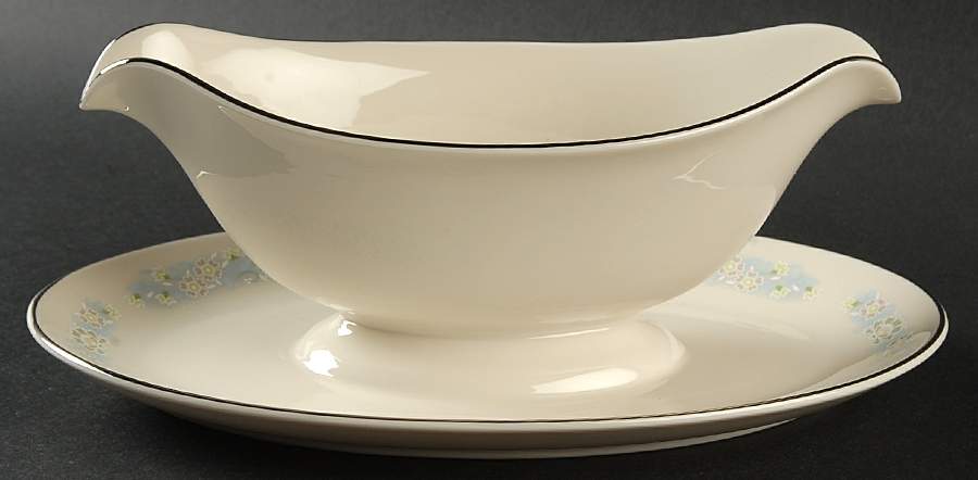 Misty Garden Gravy Boat with Attached Underplate by Pickard-1