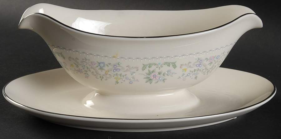 Morning Mist Gravy Boat with Attached Underplate by Pickard-1