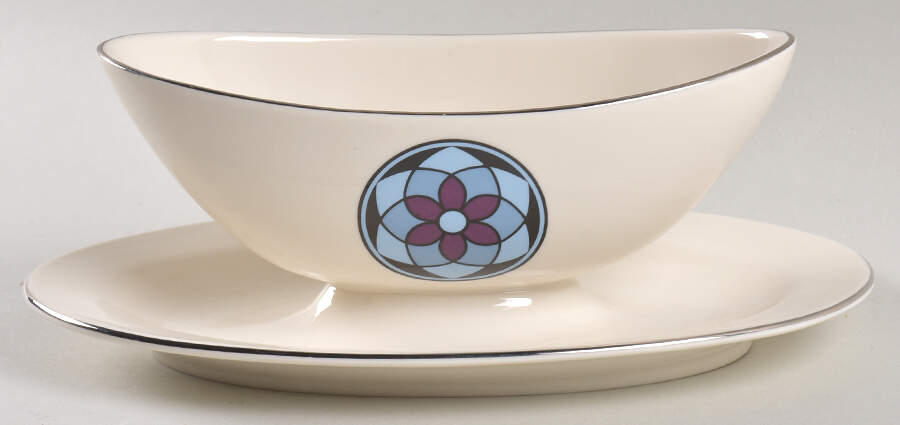 Mosaic Gravy Boat with Attached Underplate by Pickard-1