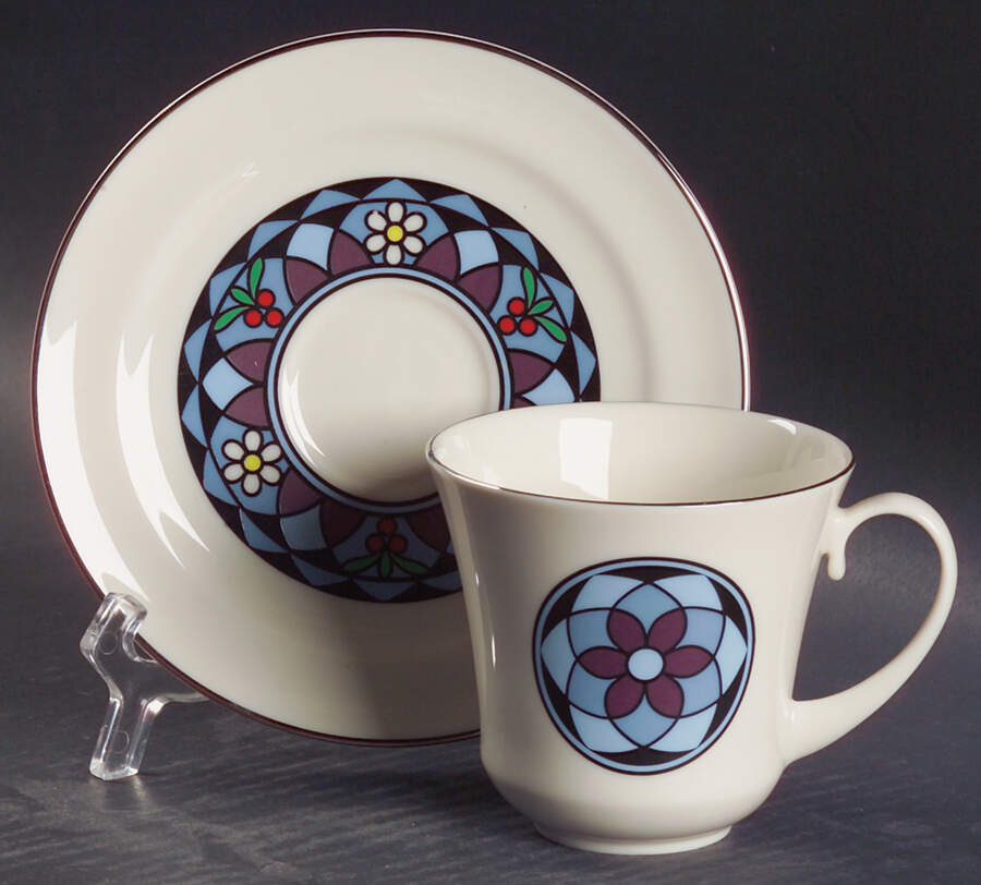 Mosaic Flat Cup & Saucer Set by Pickard-1