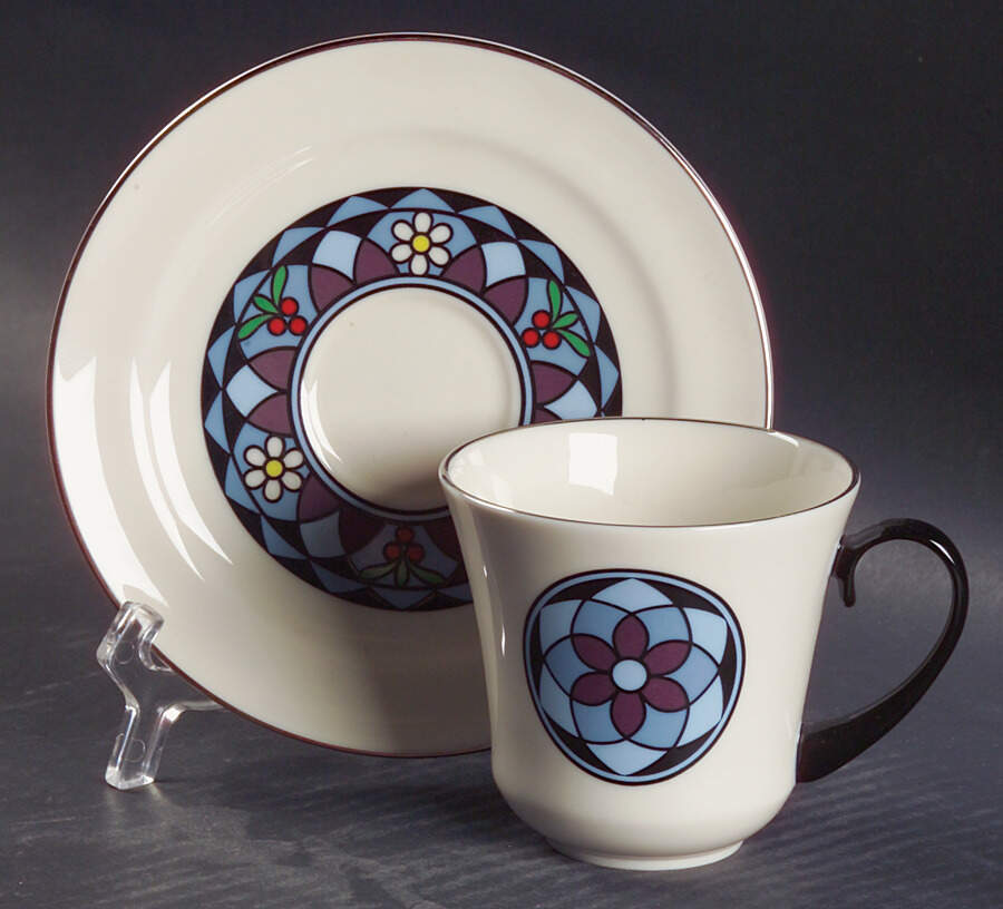 Mosaic Flat Cup & Saucer Set by Pickard-1