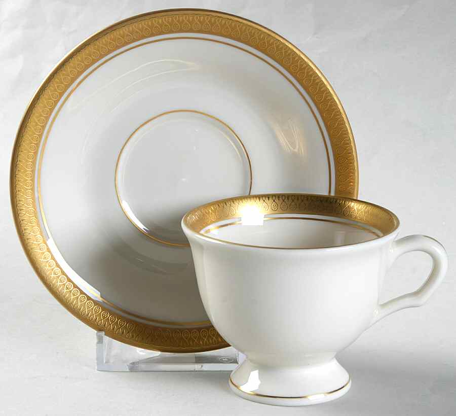 Palace (Ivory Background) Footed Demitasse Cup & Saucer Set by Pickard-1