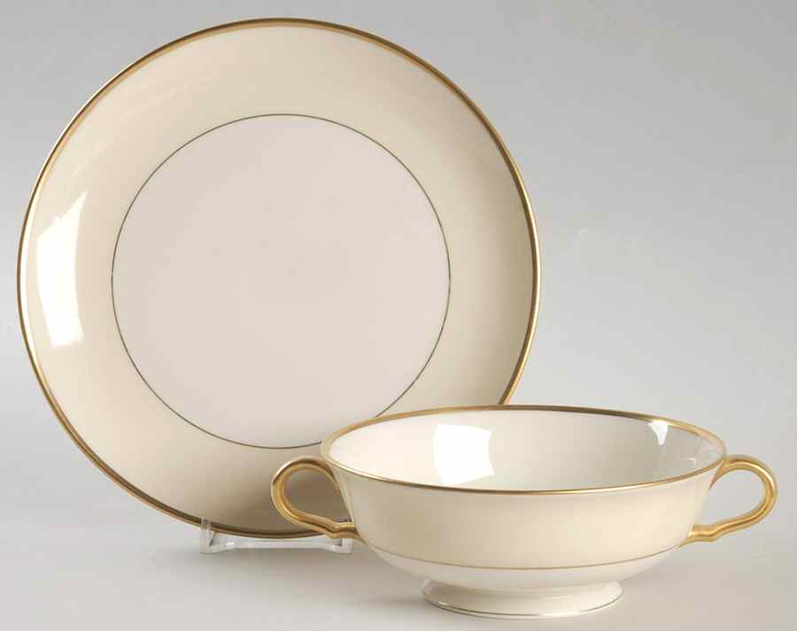 Pilgrim Footed Cream Soup Bowl & Saucer Set by Pickard-1