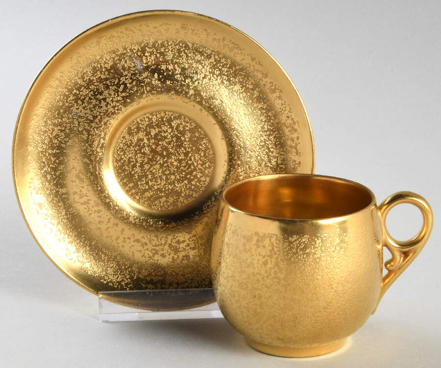 Plain Encrusted Flat Demitasse Cup & Saucer Set by Pickard-1