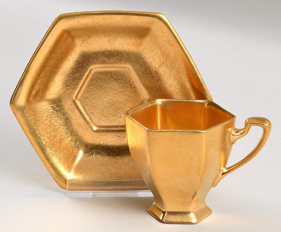 Plain Encrusted Footed Demitasse Cup & Saucer Set by Pickard-1