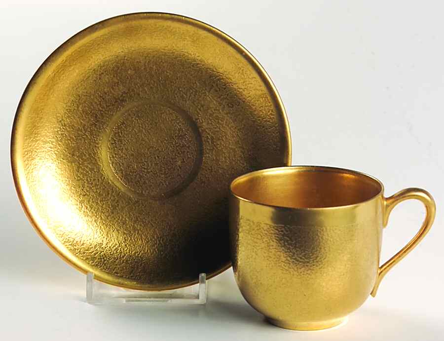 Plain Encrusted Flat Demitasse Cup & Saucer Set by Pickard-1