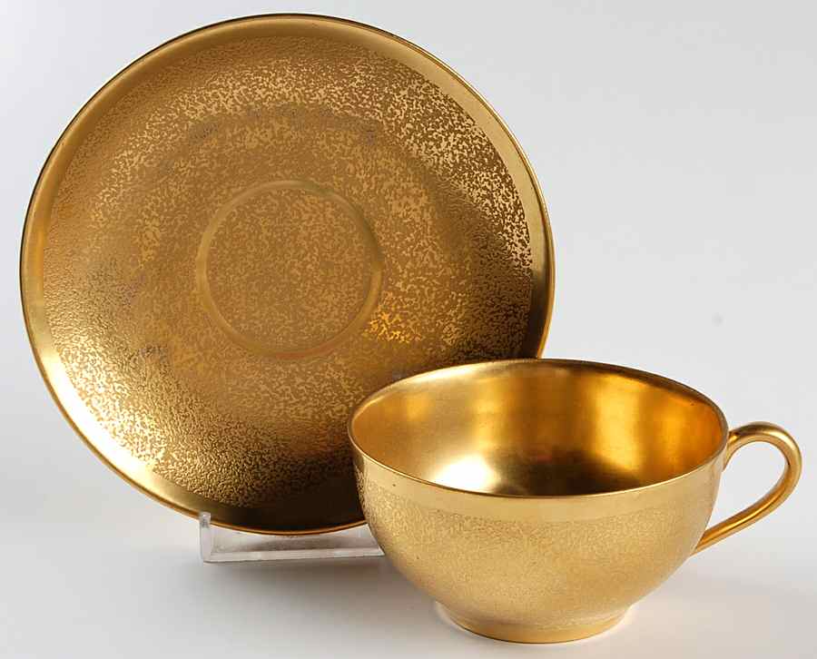 Plain Encrusted Flat Cup & Saucer Set by Pickard-1