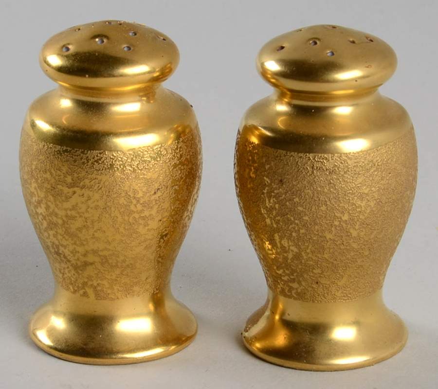 Plain Encrusted Individual Salt & Pepper Set by Pickard-1