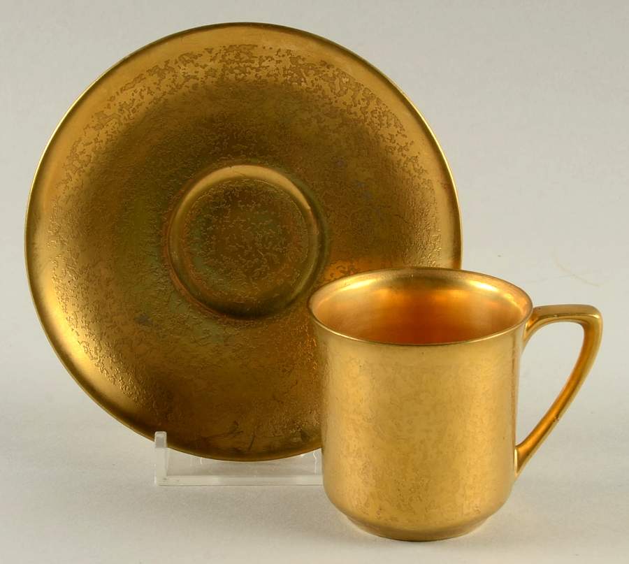 Plain Encrusted Flat Demitasse Cup & Saucer Set by Pickard-1
