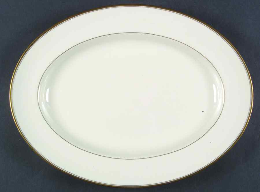 Puritan (Cream, Double Trim) 15" Oval Serving Platter by Pickard-1
