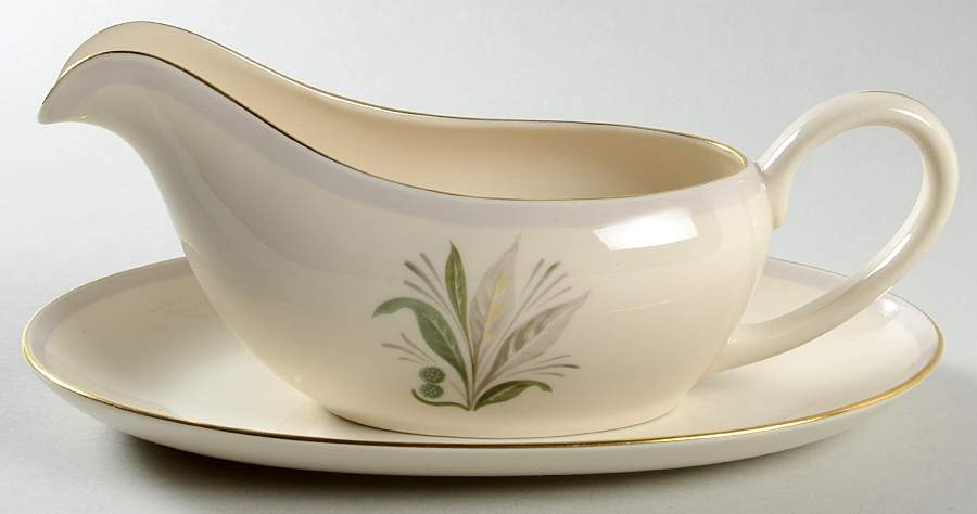 Reverie Gray (Gold Trim) Gravy Boat & Underplate by Pickard-1
