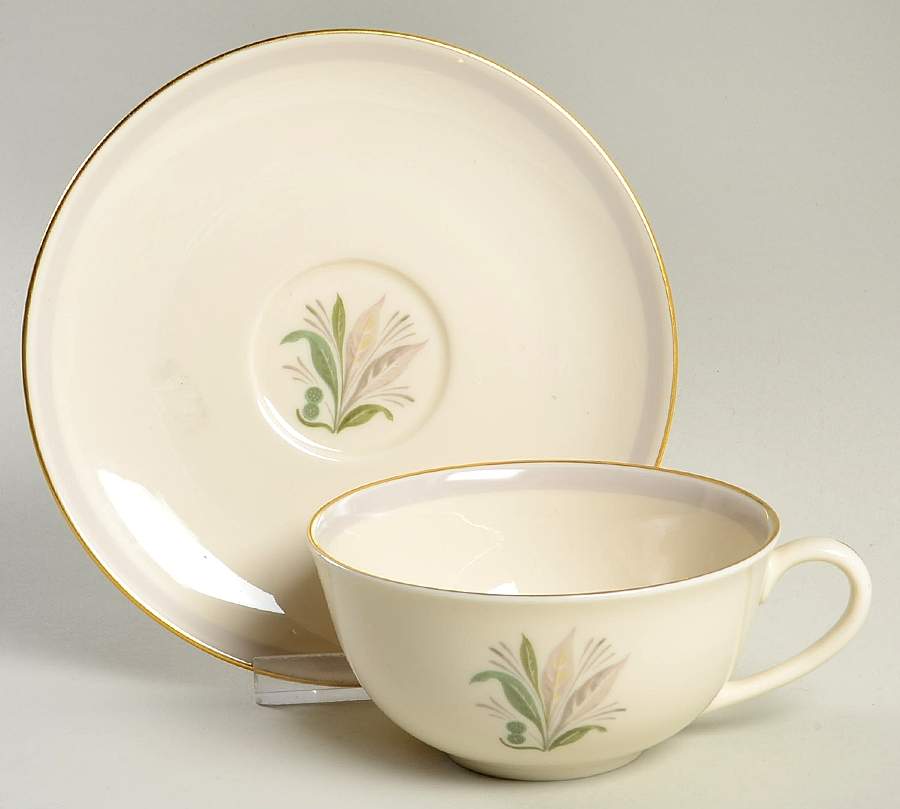 Reverie Gray (Gold Trim) Flat Cup & Saucer Set by Pickard-1