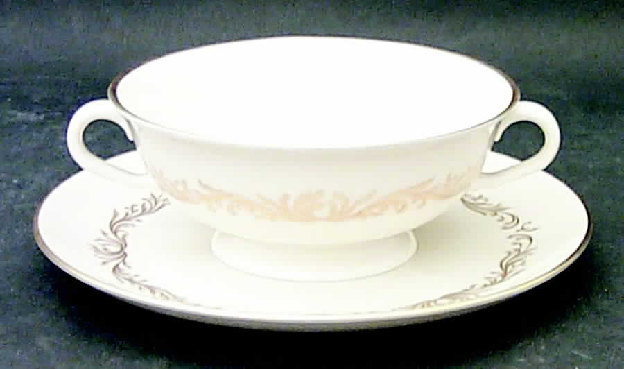 Rocail Footed Cream Soup Bowl & Saucer Set by Pickard-1