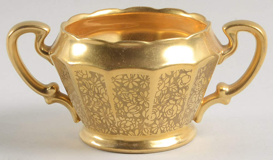 Rose and Daisy Sugar Bowl No Lid by Pickard-1