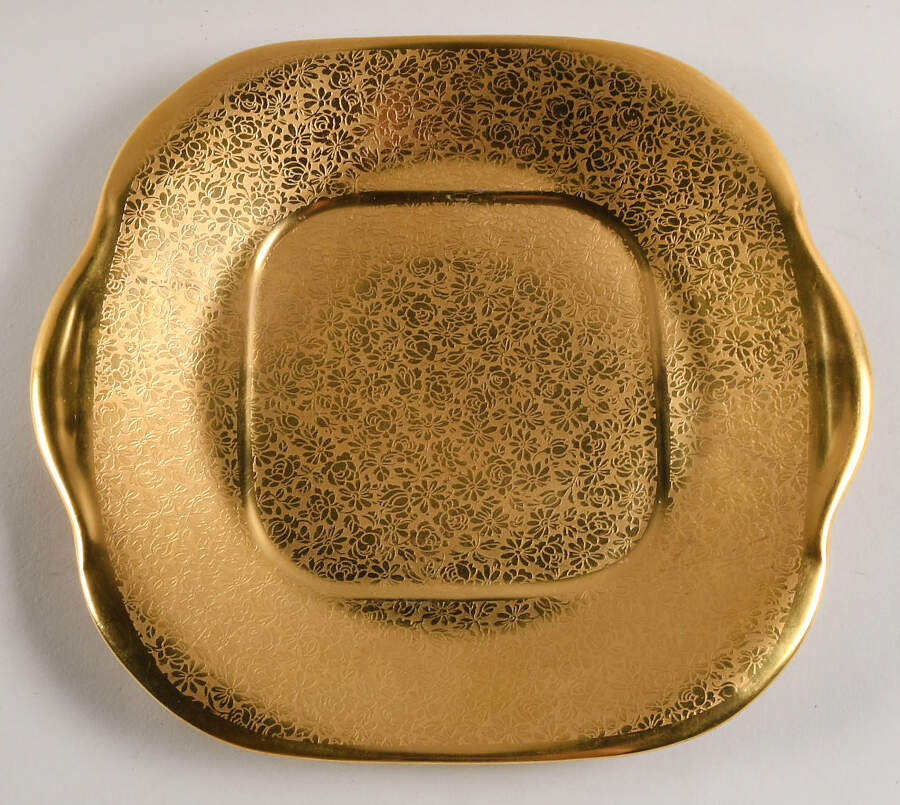 Rose and Daisy Square Handled Cake Plate by Pickard-1