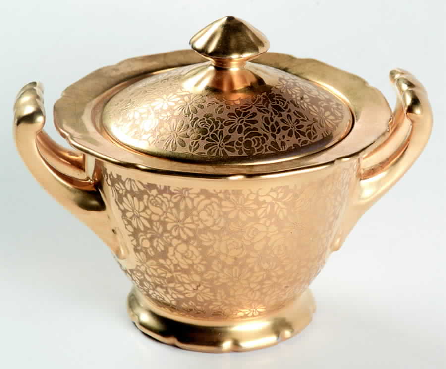 Rose and Daisy Sugar Bowl & Lid by Pickard-1