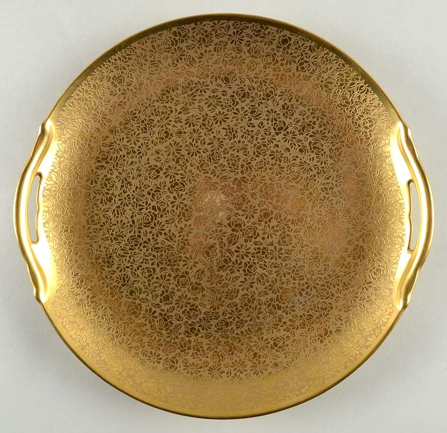Rose and Daisy Handled Cake Plate by Pickard-1