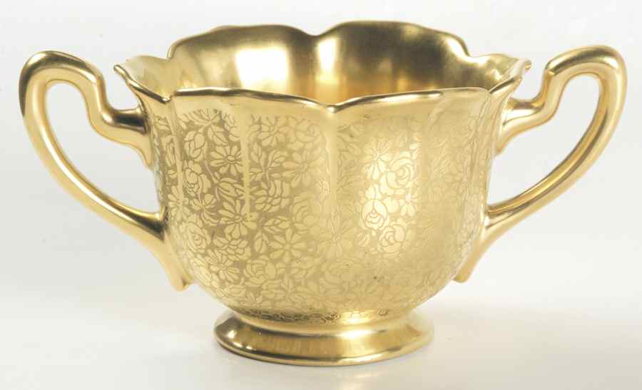 Rose and Daisy Open Sugar Bowl by Pickard-1