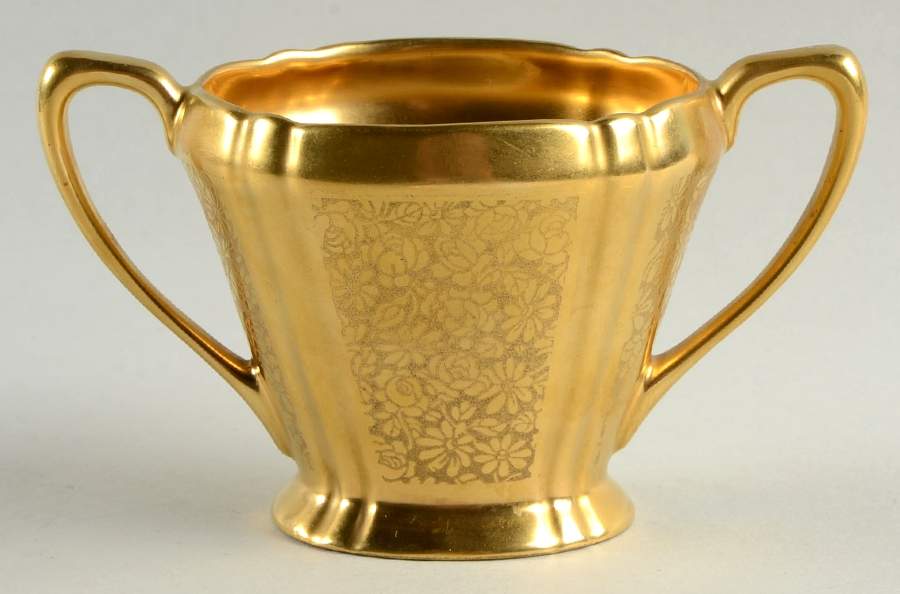 Rose and Daisy Open Sugar Bowl by Pickard-1