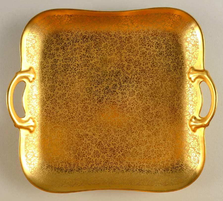 Rose and Daisy Square Handled Cake Plate by Pickard-1