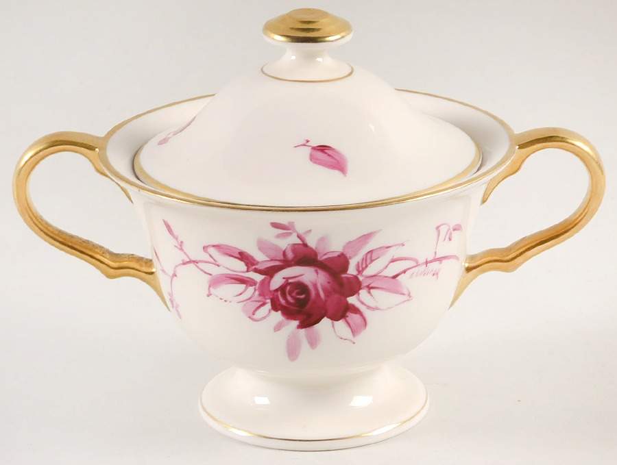 Rosa (Crimson) Sugar Bowl & Lid by Pickard-1