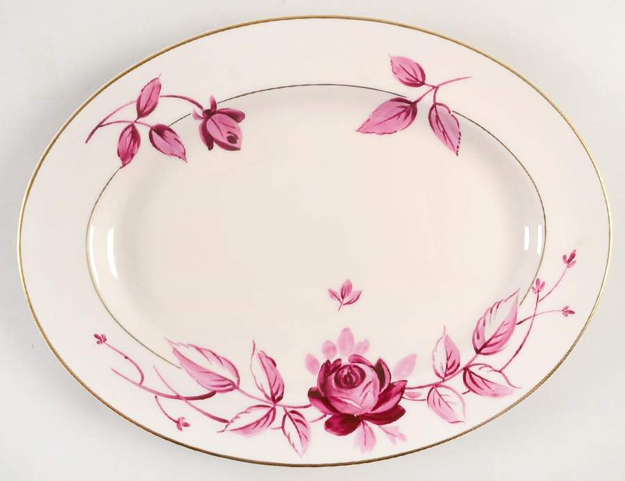 Rosa (Crimson) 12" Oval Serving Platter by Pickard-1