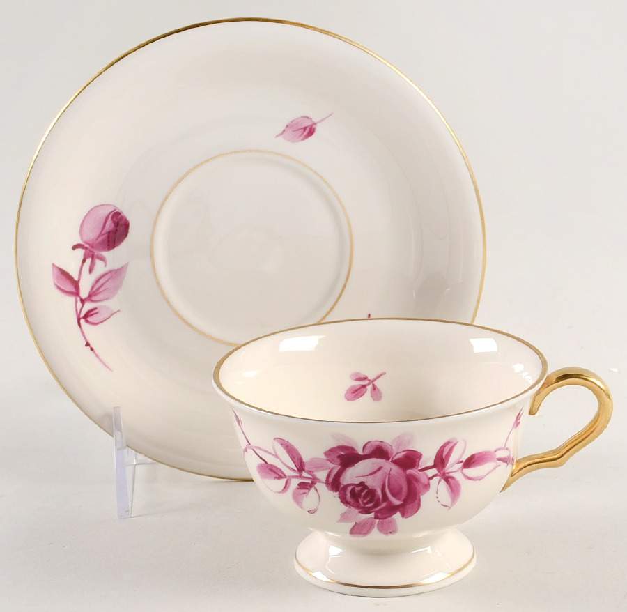 Rosa (Crimson) Footed Cup & Saucer Set by Pickard-1