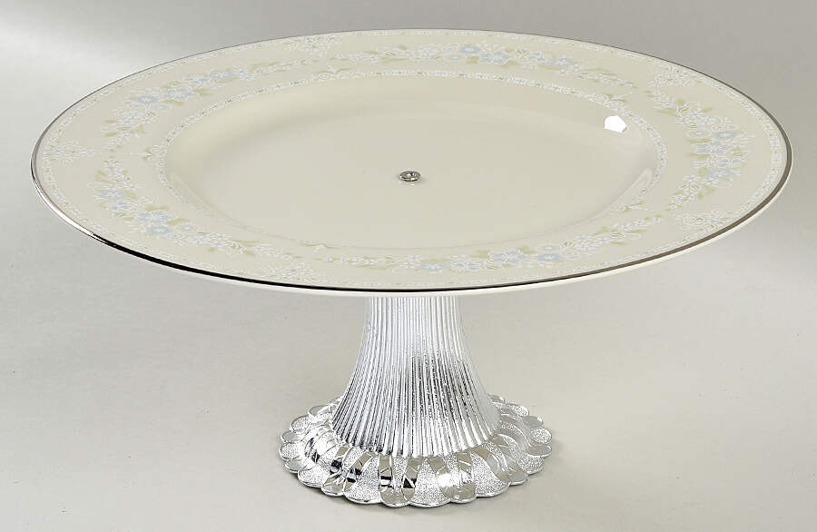 Serenity Cake Stand with 4"-5" Metal Pedestal  Hc by Pickard-1