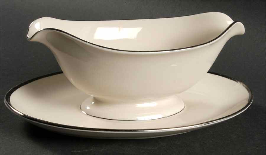 Sheffield Gravy Boat with Attached Underplate by Pickard-1