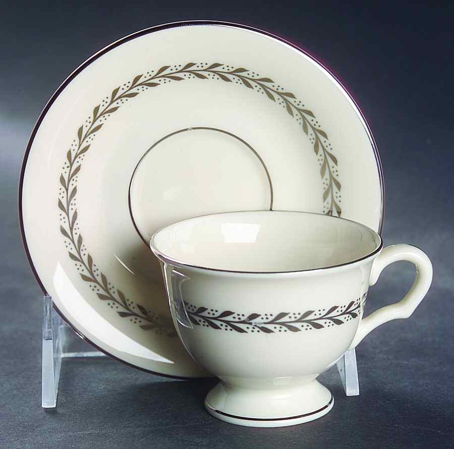 Silver Wreath Footed Demitasse Cup & Saucer Set by Pickard-1