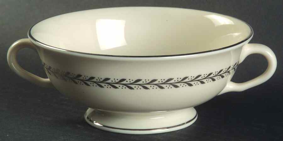 Silver Wreath Footed Cream Soup Bowl by Pickard-1