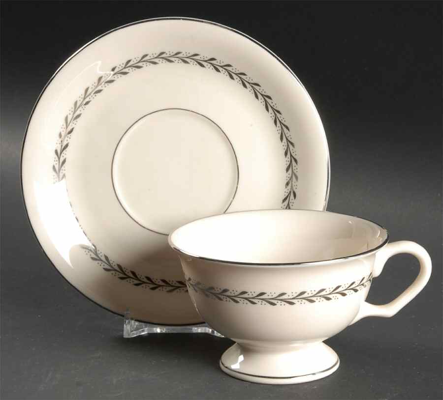 Silver Wreath Footed Cup & Saucer Set by Pickard-1