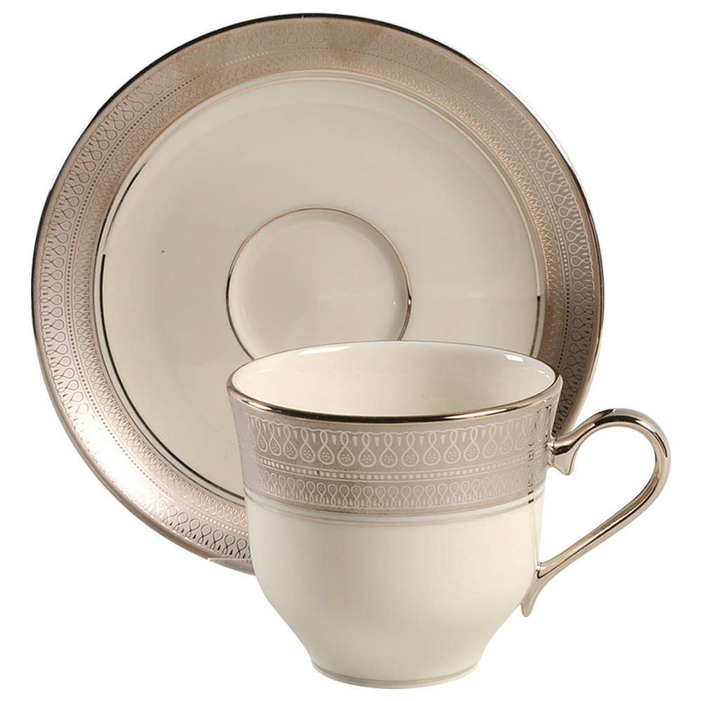 St Moritz (Ivory Background) Flat Cup & Saucer Set by Pickard-1