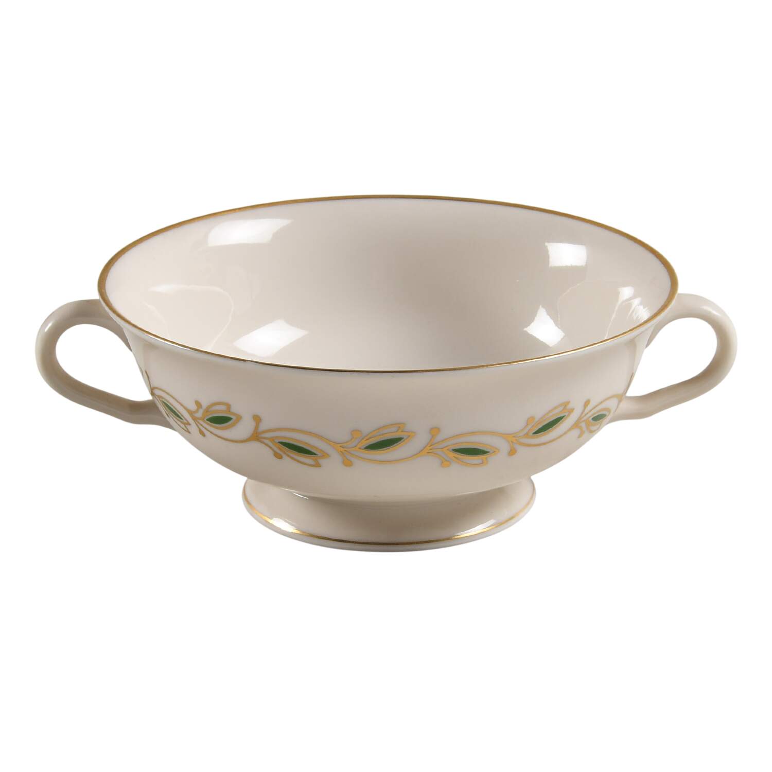 Symphony Green Footed Cream Soup Bowl by Pickard-1
