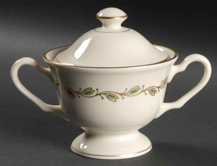 Symphony Green Sugar Bowl & Lid by Pickard-1