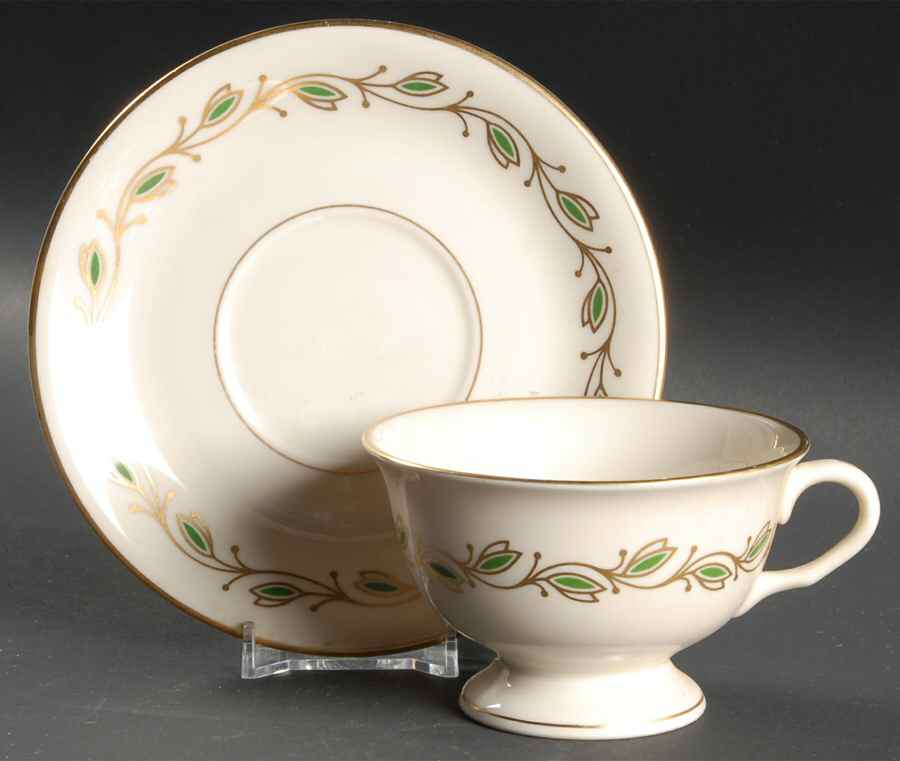 Symphony Green Footed Cup & Saucer Set by Pickard-1
