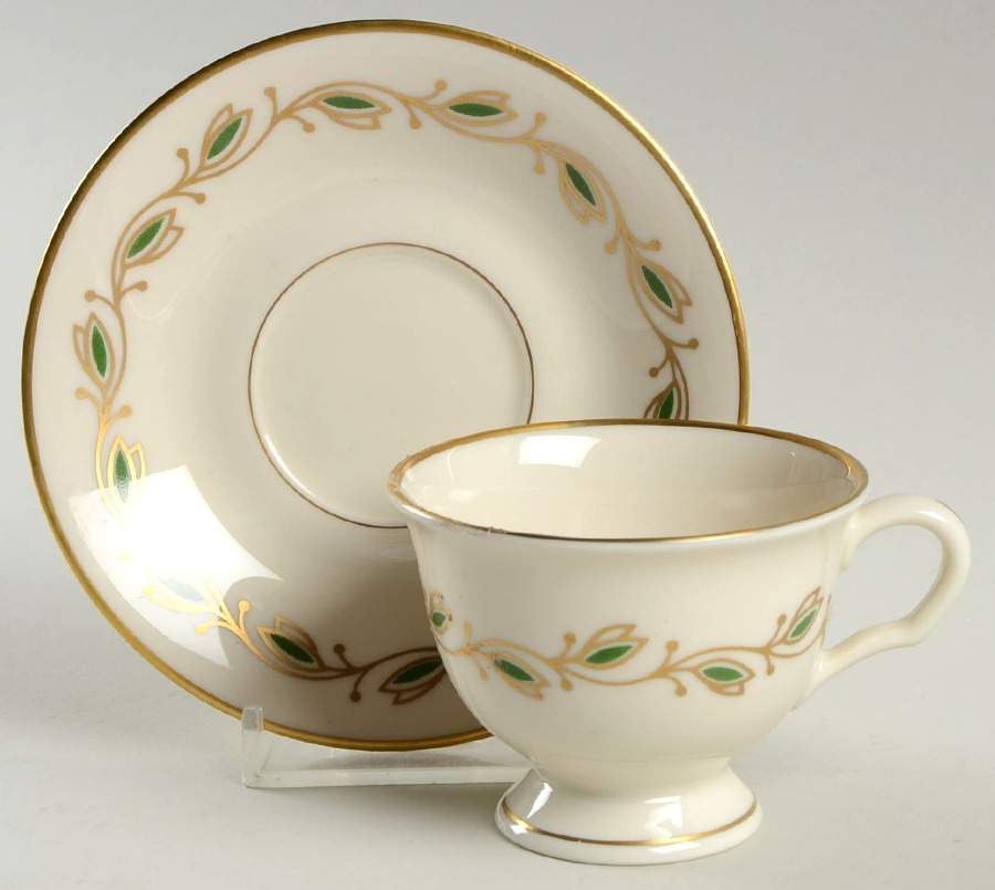 Symphony Green Footed Demitasse Cup & Saucer Set by Pickard-1