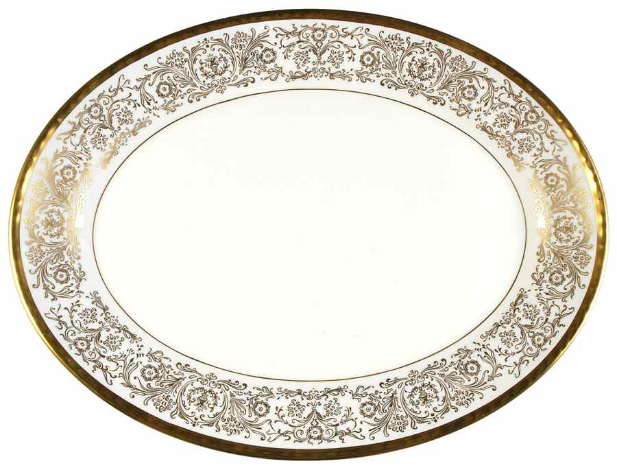 Tiara Gold 14" Oval Serving Platter by Pickard-1