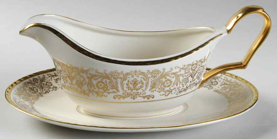 Tiara Gold Gravy Boat & Underplate by Pickard-1