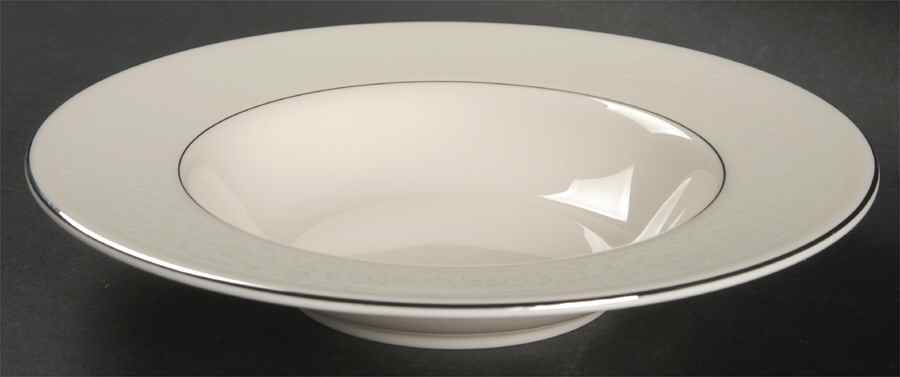 Venetia (Cream, Thin Platinum Trim) Rim Soup Bowl by Pickard-1