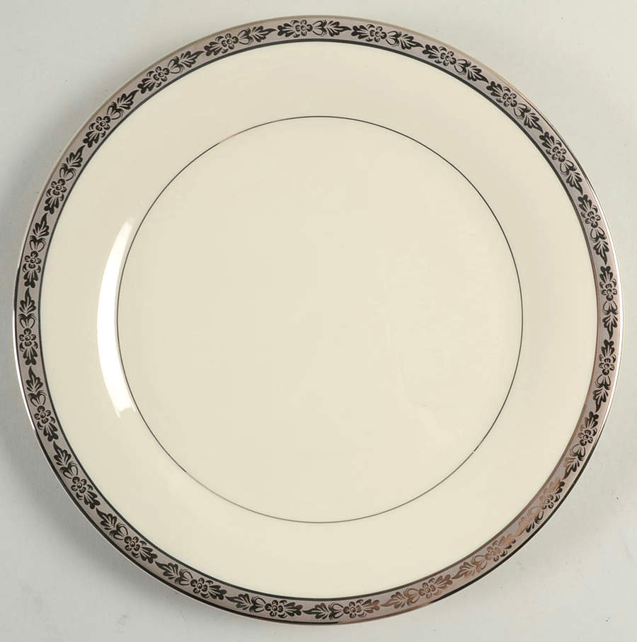 Venetian (White, Wide Platinum Encrusted Band) Dinner Plate by Pickard-1