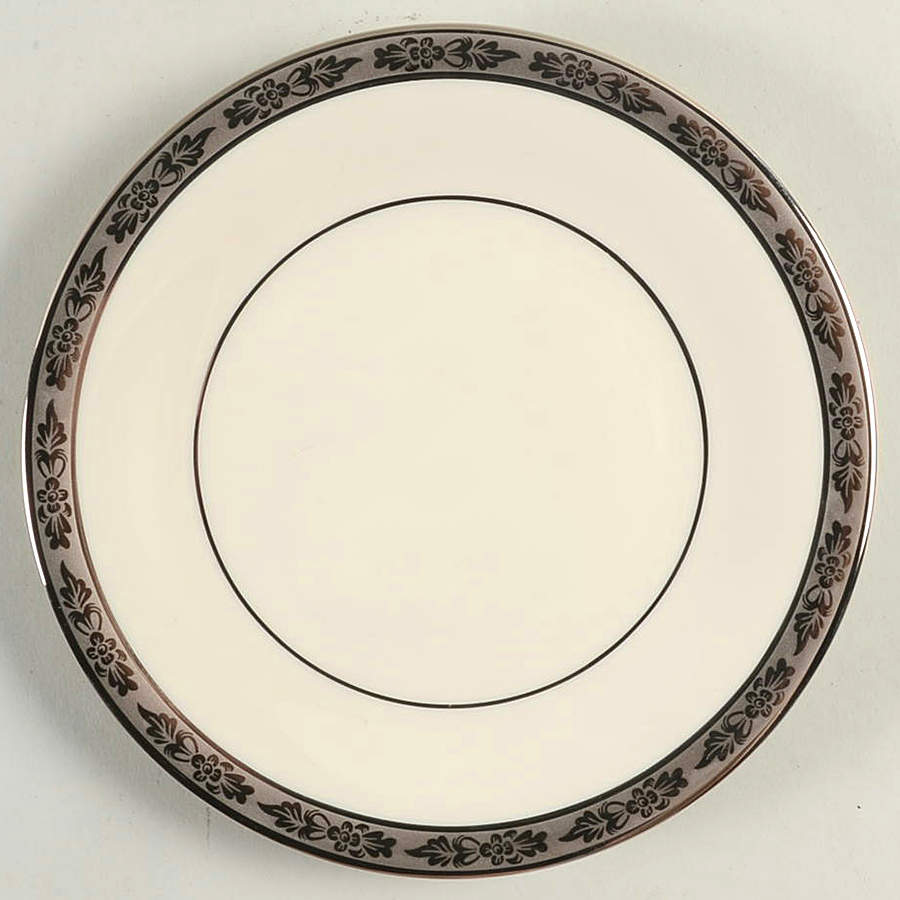 Venetian (White, Wide Platinum Encrusted Band) Bread & Butter Plate by Pickard-1