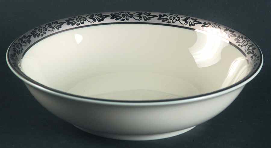 Venetian (White, Wide Platinum Encrusted Band) Fruit/Dessert (Sauce) Bowl by Pickard-1