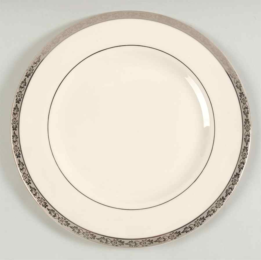 Venetian (White, Wide Platinum Encrusted Band) Service Plate (Charger) by Pickard-1